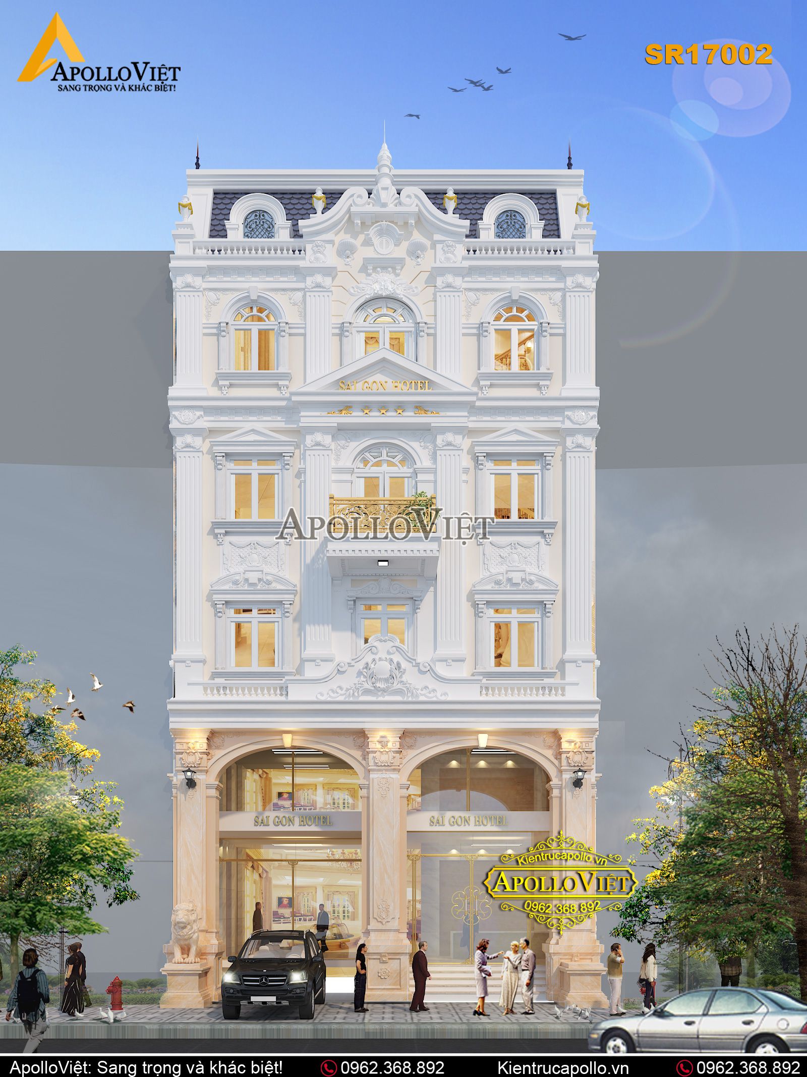 Mẫu khách sạn sang trọng tinh tế mọi góc nhìn (SR17002)